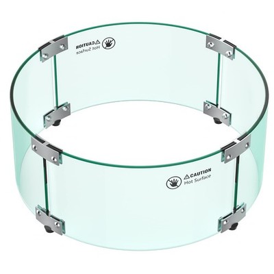 Skyflame 17'' Round Fire Pit Glass Wind Guard, Clear Tempered 17-inch,