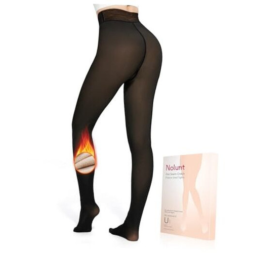 Women Fleece Lined Tights,Fake Medium Petite Fake Translucent Black-pantyhose