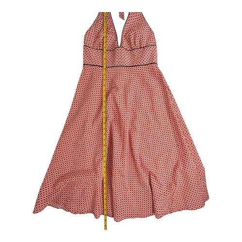 J Crew Halter Sundress Red & White Print Blue Trim V-Neck Summer Size 8 NWT - Picture 6 of 19