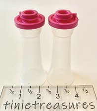 Tupperware Mini 4" Hourglass Salt & Pepper Shaker Set Pink New tinietreasures