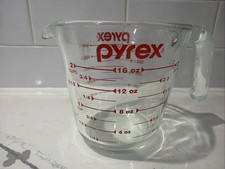Vintage PYREX Glass Measuring Cup Red Lettering 16oz 1 Pint 2 Cups