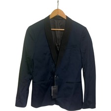 H M Skinny Fit Tuxedo Men's 38R Navy Polyester Cotton Blend Formal Blazer BNWT
