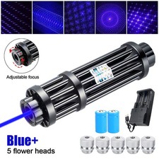 5 Watt Blue Burning Laser Pointer HighPower Visible Light Beam With 5 Caps