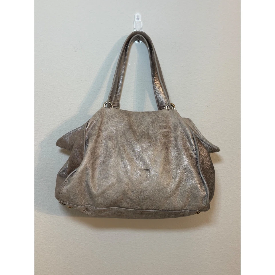 Bolso de Hombro Laura Di Maggio Milano Cuero Metálico Taupe Diseñador Italia Foto 4 de 4