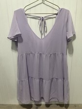 Show Me Your Mumu Lavender V-neck Short Flowy Dress Size: S