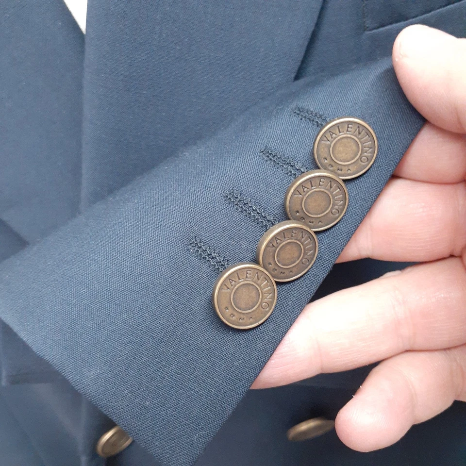 Valentino Blazer US 48 Long EU 60 Double Breasted Wool Sport Coat Jacket Navy - image 4 of 4