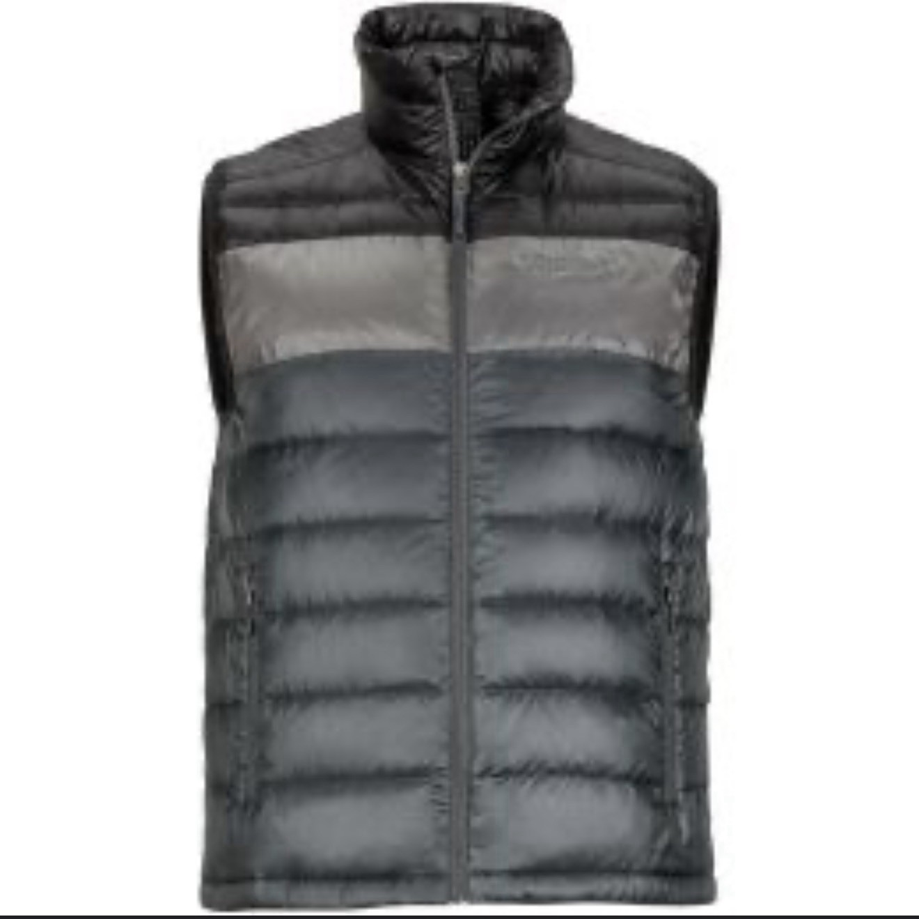 Marmot Puffer Vest Mens Sz L Black/Gray 600 Fill Duck Down Insulated Coat