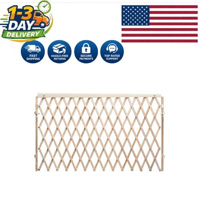 Elegant Natural Wood Expansion Baby Gate 24''-60'' - Safe Retractable Barrier