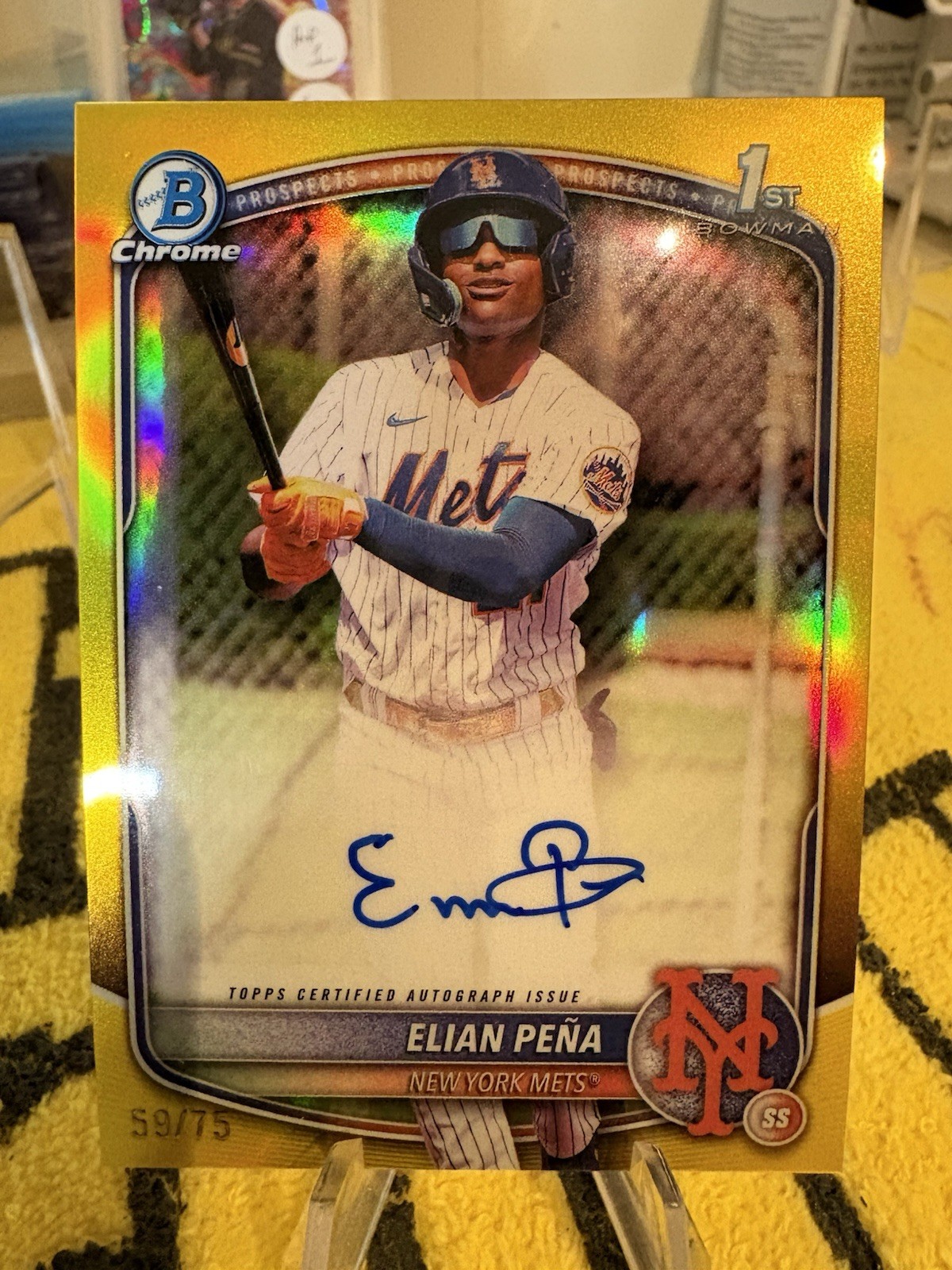 2025 Bowman Chrome Elian Pena True Yellow 1st Bowman Autograph /75
