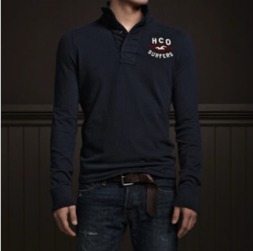 Hollister M Medium Sweatshirt Shirt Henley Mock Neck Embroidered Preppy Grunge - Picture 2 of 12