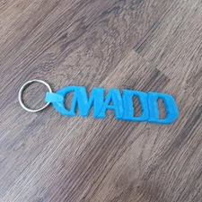 Vintage MADD Mothers Against Drunk Drivers Driving Blue Keychain Fob 5"