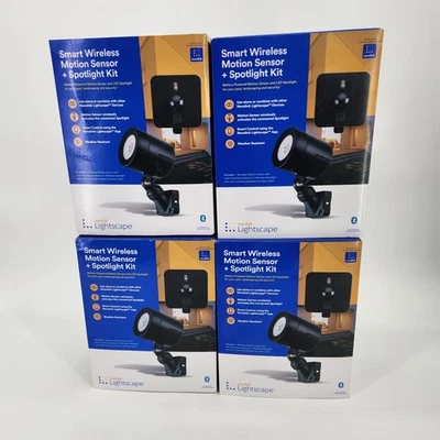 4 Pack Novolink Wireless Battery Operate LED Spotlight Outdoor +Motion Detector - Image 1 of 2