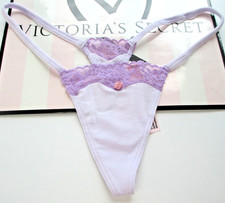 VICTORIA'S SECRET Cotton High Leg Itsy V-String Thong Panty S M L XL Purple VS