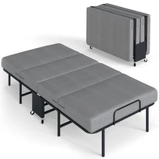 Portable Foldable Bed with Mattress Rollaway for Adults, Twin Size 75” x 38"