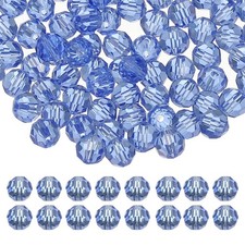 8mm Round Crystal Beads, 100 Pcs Glass Faceted Ball Bead, Light Blue