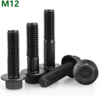 M12 - 1.75 Grade 10.9 Alloy Steel Hex Head Flange Screws Frame Bolts Black Oxide
