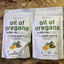 2 Pack Micro Ingredients Oil of Oregano 600 Softgels 165mg of Carvacrol Per Serv