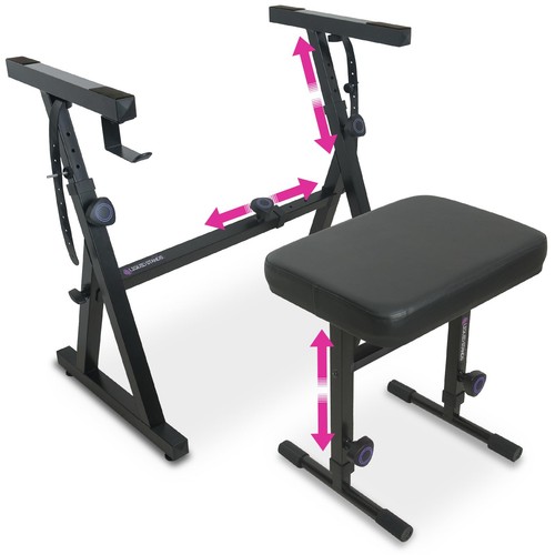 Portable Heavy Duty Digital Piano Stand & Bench Set - Adjustable Keyboard Mus...