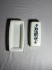 Vintage Pyrex Old Town Blue Butter Dish with Lid Onion Pattern Milk Glass