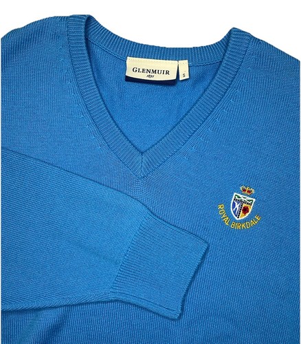 Glenmuir ROYAL BIRKDALE Sweater Pullover Men’s Small Baby Blue V-Neck 100% Wool