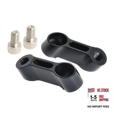 Black Universal 2PCS Threaded 10mm Stem Mirror Mount Risers Extenders