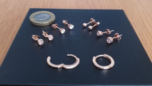 5 Pairs Rose Gold Sterling Silver Earring Stack Set - Bild 5 von 9