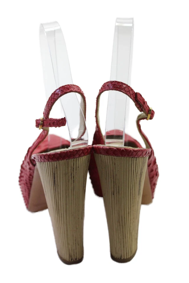 Gianmarco Lorenzi Mujer Cuero Estampado Animal Tacones Altos Rojo Talla 7 Foto 3 de 4