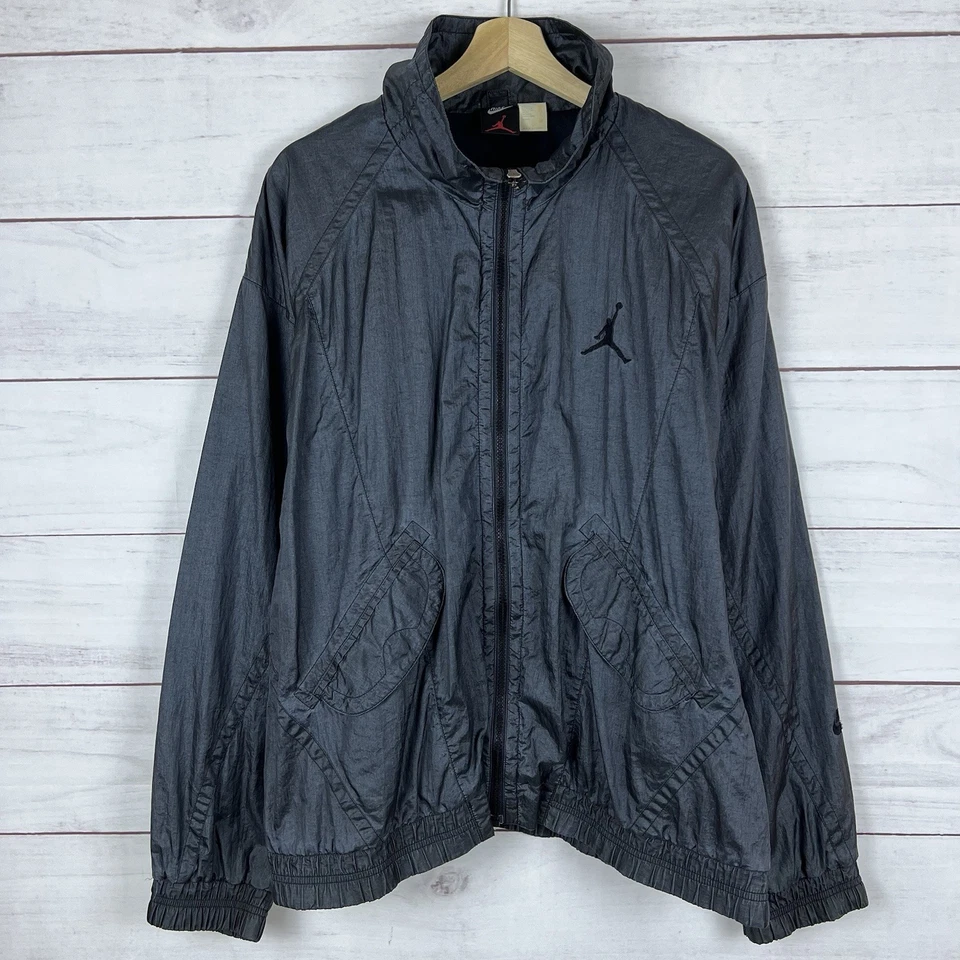 Vintage Nike Air Jordan MVP 1987 - 88 Dark Grey Windbreaker Jacket Size Large - Image 2 of 4