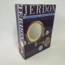 New Jerdon Halo Light Wall Mount Mirror 8" Diameter Nickel Finish 1x & 5x