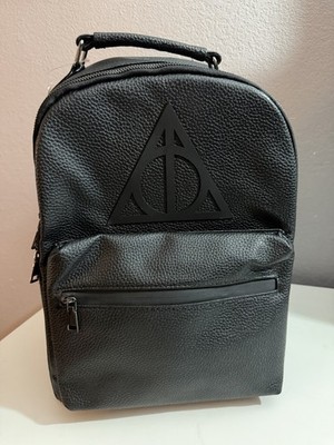 Universal Studios Harry Potter Deathly Hallows Symbol Faux Leather Backpack New