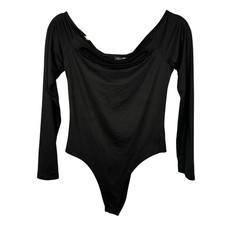 NWT Fashion Nova Black Off The Shoulder Cut Out Bodysuit Women's Medium