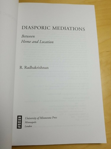 Diasporic Mediations : Between Home and Location by R. Radhakrishnan Like New - Picture 6 of 10