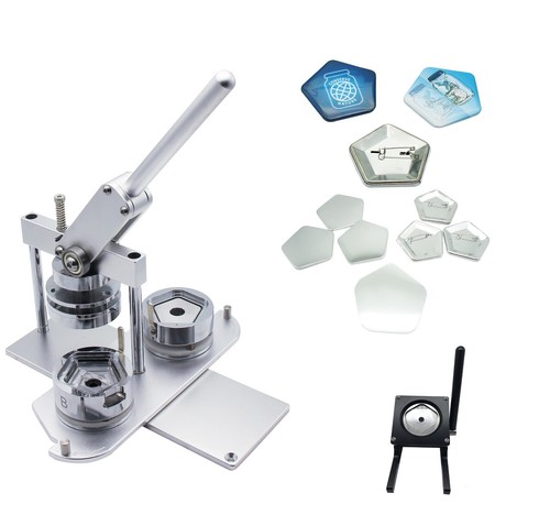 KIT - 58x60mm Button Maker-B400 + Pentagon Mould + 100 Pin Parts + Stand Cutter - Picture 23 of 27