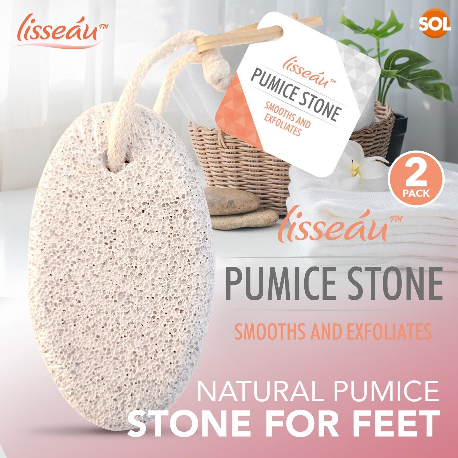 2pk Natural Pumice Stone For Feet Hard Dead Skin Callus Remover