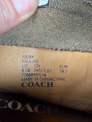 COACH Womens Taupe Bootie Pauline Size 8.5 Leather Ankle Boots Suede Strappy - Picture 10 of 11