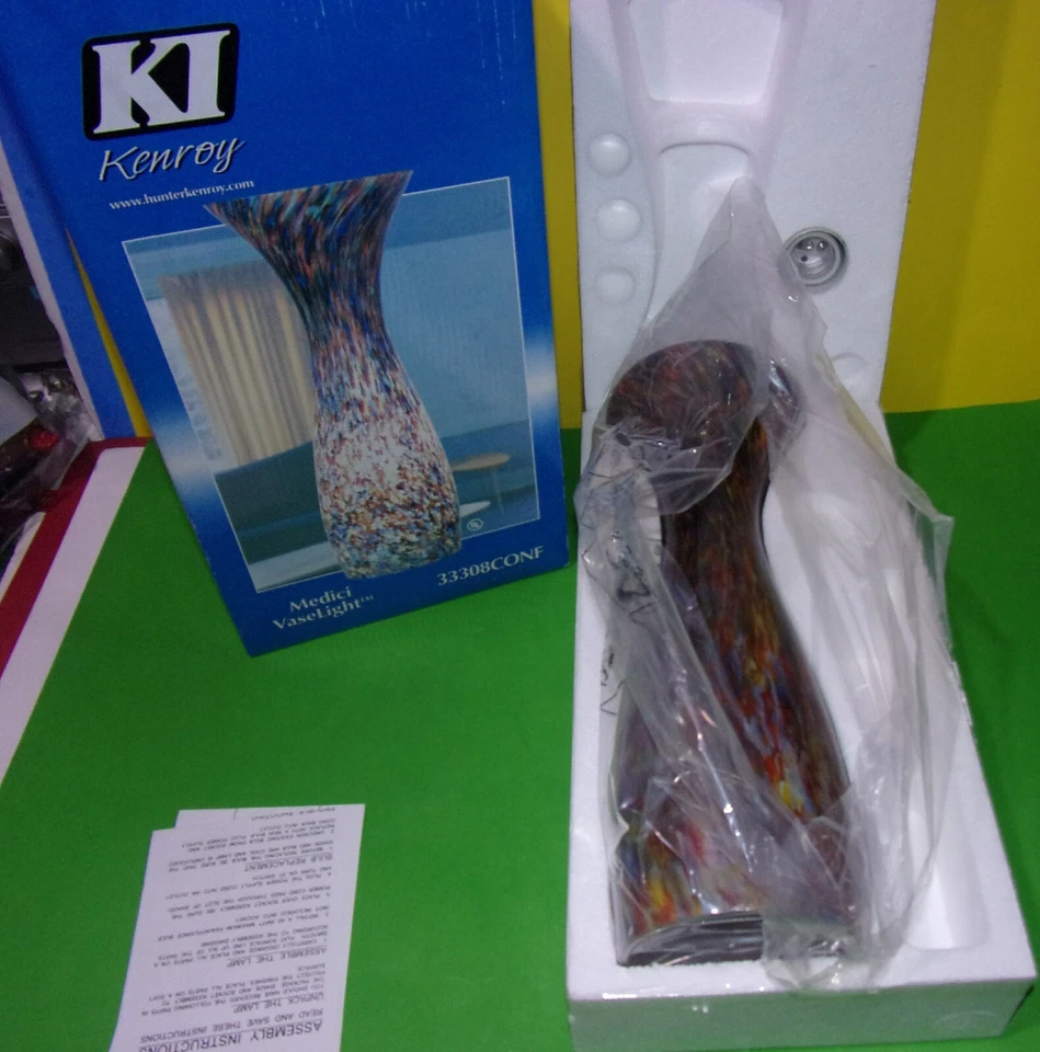 Jarrón de confeti multicolor Kenroy Modeli vidrio artístico soplado claro 15" 60 vatios LÁMPARA Foto 2 de 4