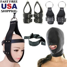Hanging Wrist Handcuffs Swing Binding Glove Head Suspension Mask Blindfold
