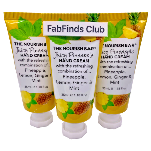 The Nourish Bar Juicy Pineapple Hand Cream Sealed 3.54oz (3x1.18oz) Travel Sz