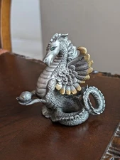 2003 Rawcliffe Pewter Dragon Mrs Magic With Eggs RARE - 3.87" High x 3.75" W