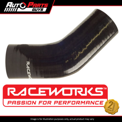 Raceworks 45-Degree Silicone Elbow Hose – 1.25” (32mm) Black, High Temp/Pressure