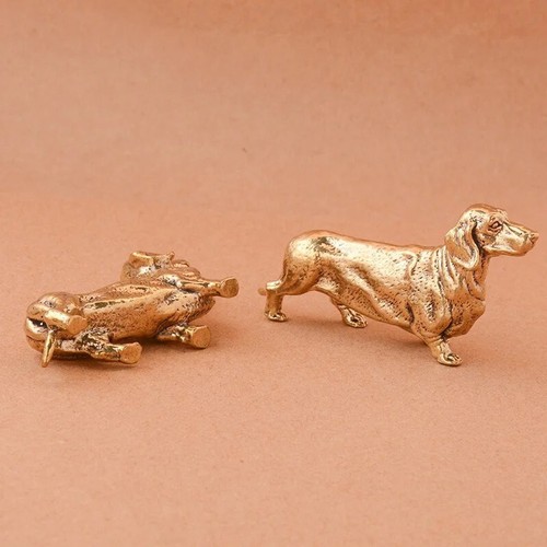 Metal Dachshund Ornament Small Sculpture Mini Sausage Dog Statue Office Figurine - Picture 4 of 5