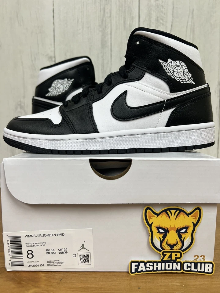 Air Jordan 1 Mid Panda Negro Blanco DV0991-101 Mujer Tallas Foto 3 de 4