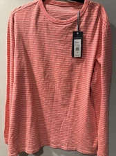 Vineyard Vines Mens Size M Papaya & White Striped Long Sleeved T Shirt