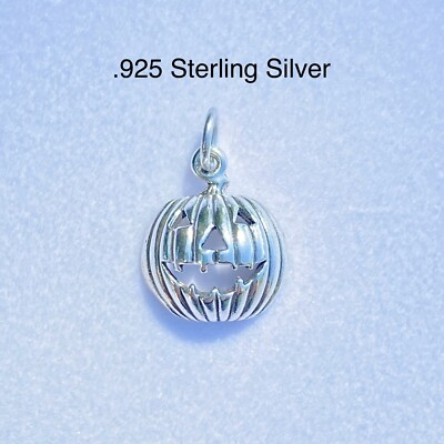 925 Sterlingsilber Jack-O-Laterne Charm für Armband/Halskette, Herbst, Halloween
