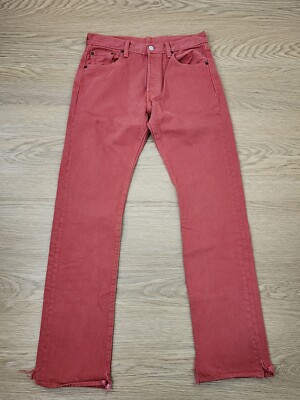 Levis 501 Jeans Men's Size 32x30 Faded Red Denim Button Fly
