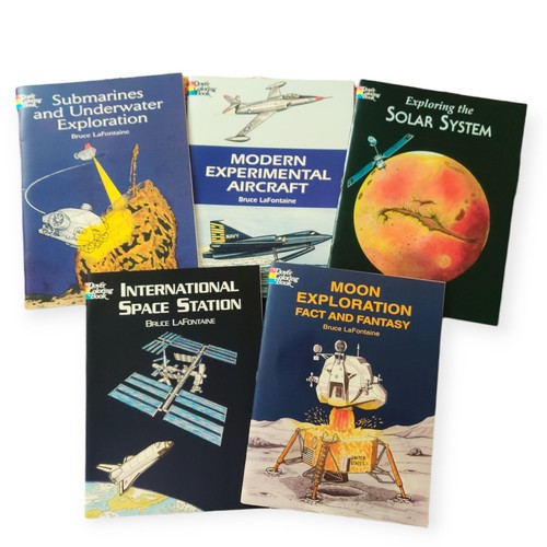 5 Dover Malbuch unbenutzt Vintage Lot ~ Space Moon Flugzeuge U-Boote