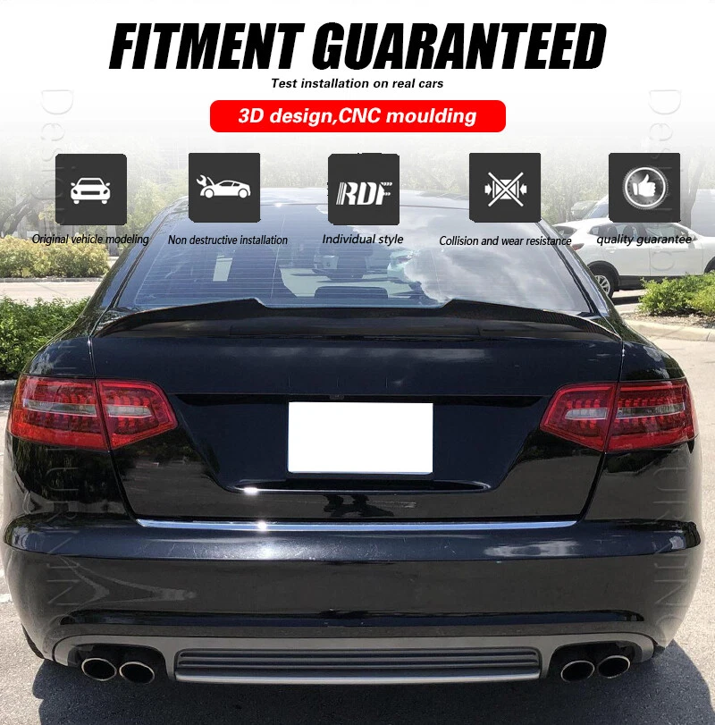 Alerón trasero de fibra de carbono real para AUDI A6 C6 S line S6 2008-11 Foto 3 de 4