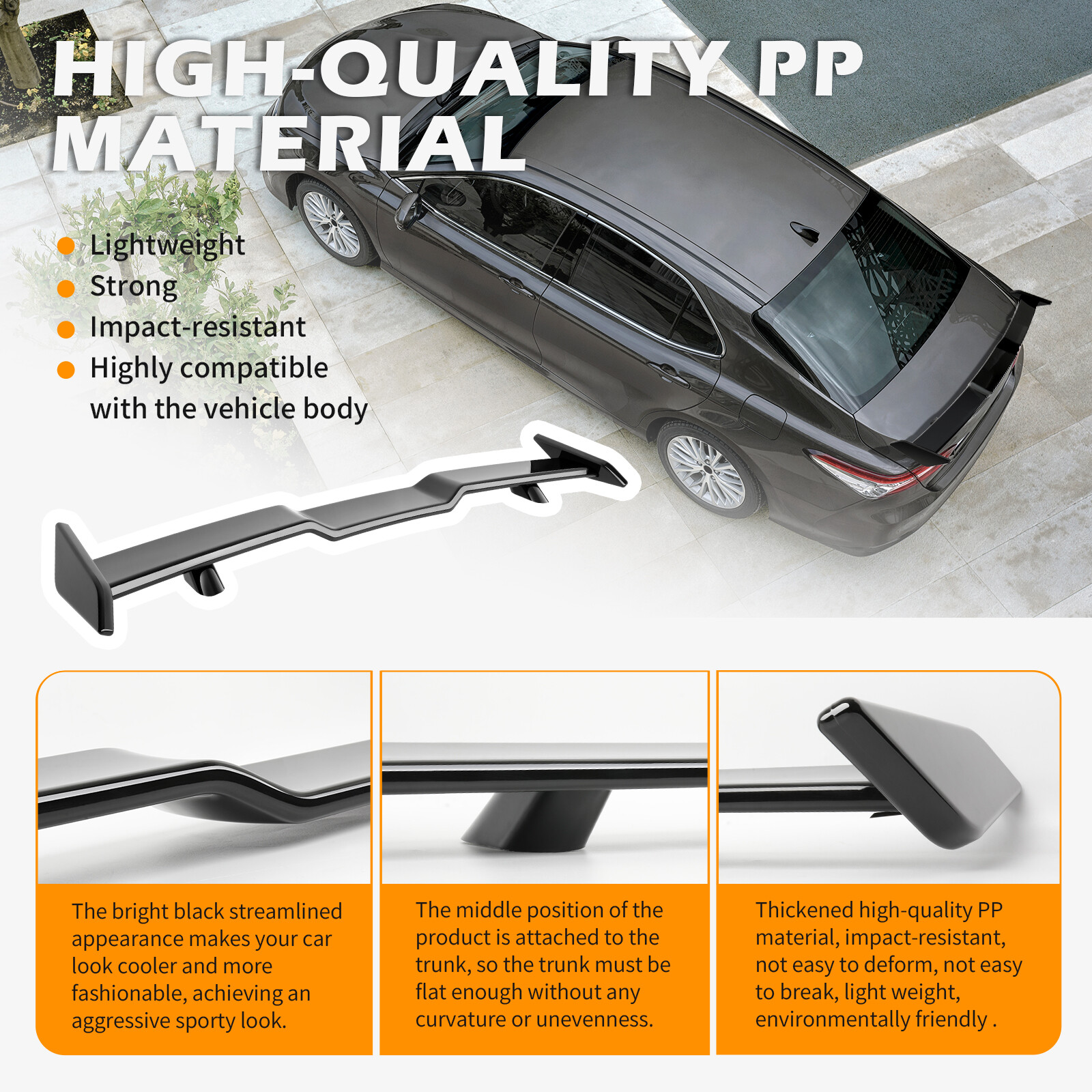 57" Glossy Black Rear Trunk Spoiler Lip TRD Style Wing For Maserati Gran Turismo