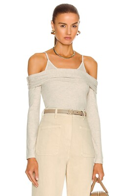 JONATHAN SIMKHAI STANDARD Piper Off the Shoulder Top in Marble Medium NWT