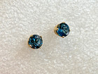 Blue Topaz Color Round Studs *Read* 14K Yellow Gold Earrings 1.02g Fine Jewelry